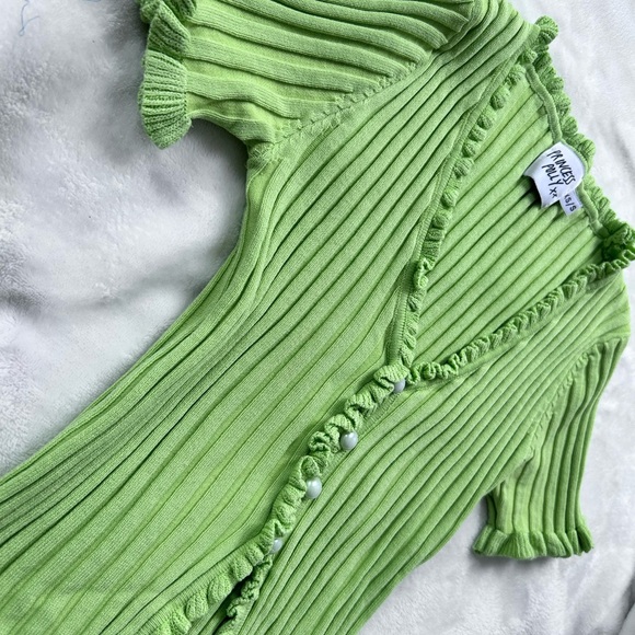 Princess Polly Green Ribbed Ruffled Blouse - Picture 4 of 4